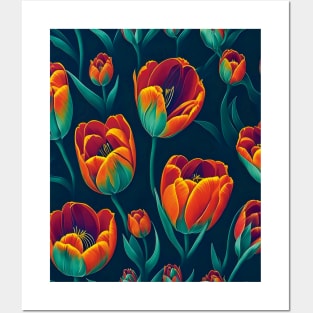 Colorful Tulips Dark Fantasy Posters and Art